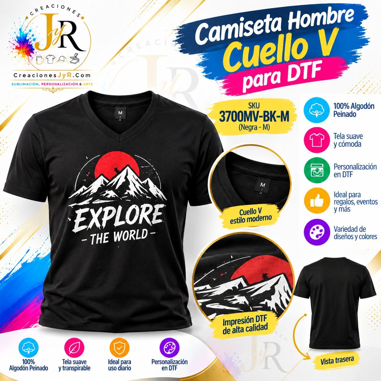 Camiseta Hombre Cuevo V para DTF