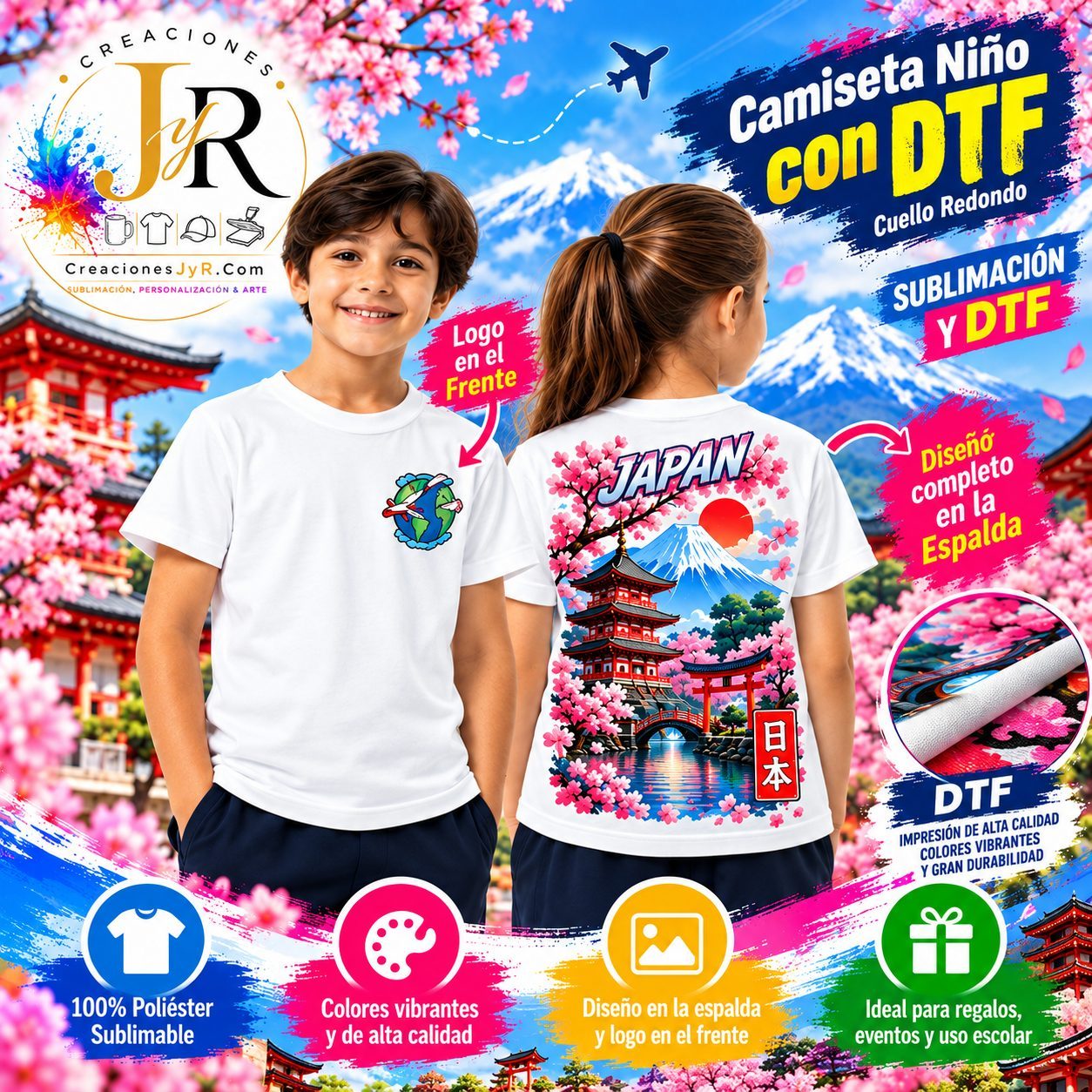 Camiseta Niño Cuello Redondo Con DTF