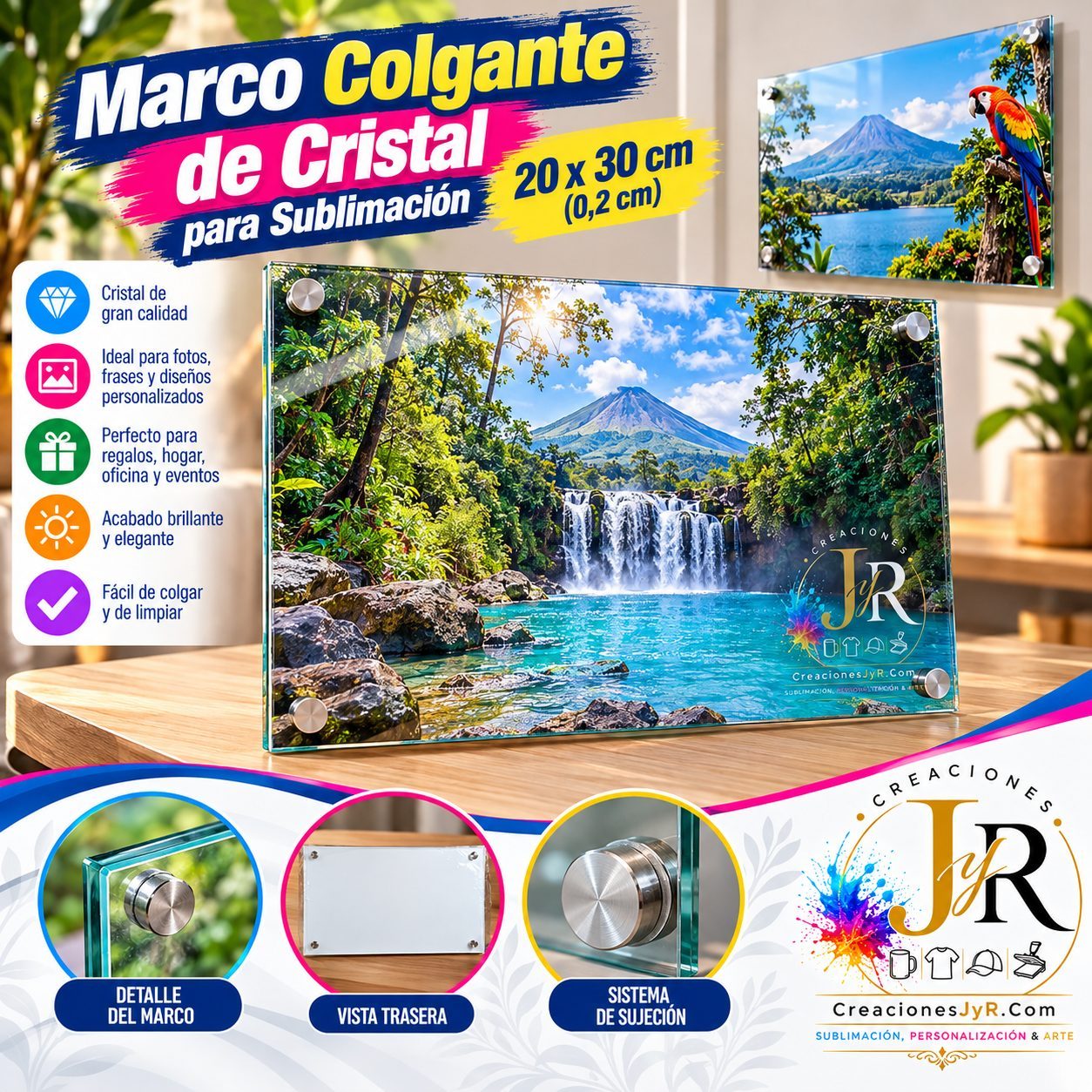 Marco Colgante de Cristal 20x30cm
