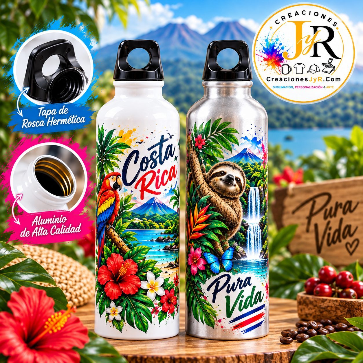 Botellas de Aluminio con Tapa Rosca 600 ML