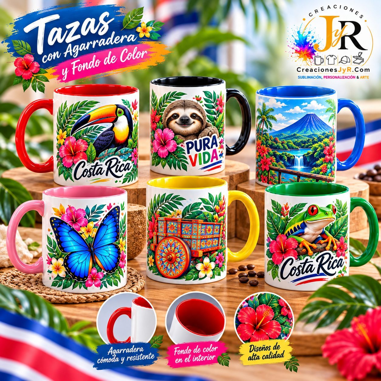 Tazas con Agarradera y Fondo de Color 11oz