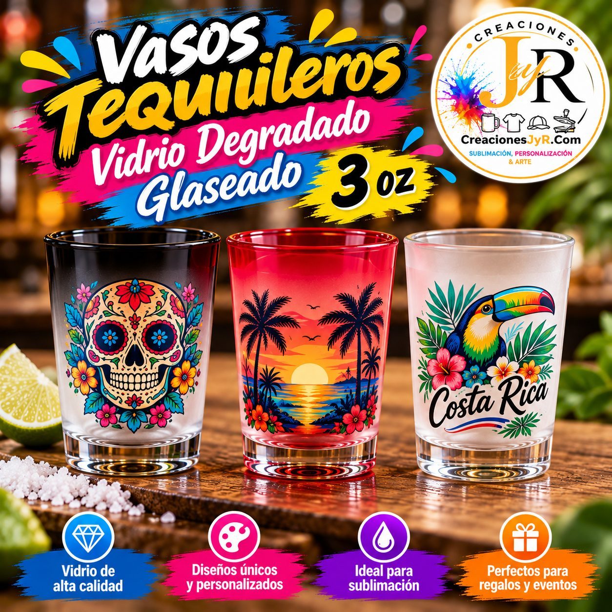 Vaso Tequilero Degradado Glaseado 3 oz